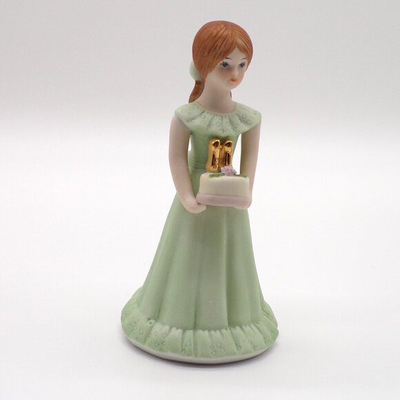 ENESCO Growing up Birthday Girls Figurine 11 Brown Hair Cake Porcelain VTG 1982 - Picture 2 of 11